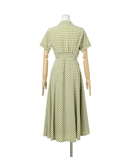 an another angelus（アンアナザーアンジェラス）の「レトロギンガム開衿ワンピース（ワンピース・レディース・ホワイト×ブルー/ホワイト×グリーン/ピンク/ブルーグリーン/ホワイト×レッド・FREE）」の22枚目の写真