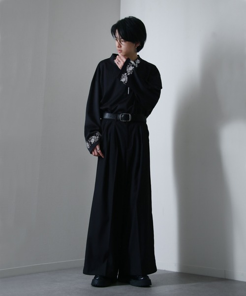 NILWAY(ニルウェイ)の「【25AW新作】フラワー 刺繍 ハーフジップ フレアスリーブ ポンチ 長袖 ロング Tシャツ(スウェット・メンズ・ホワイト/チャコール/ブラック・MEDIUM/LARGE)」の17枚目の写真