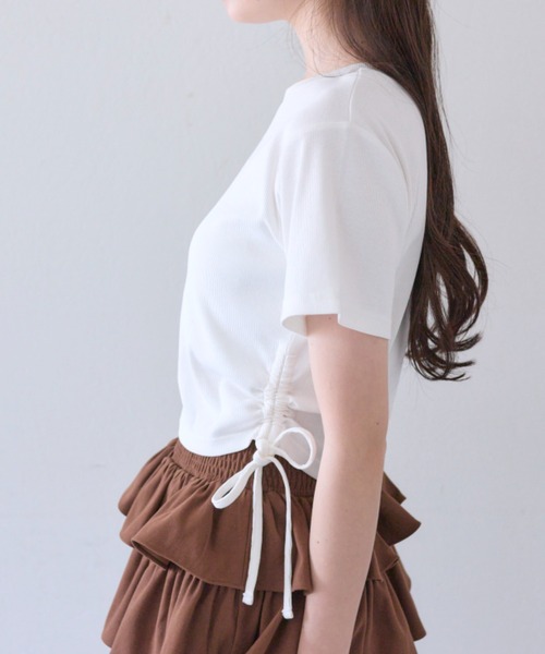 OLIVE des OLIVE（オリーブデオリーブ）の「キラキラドロストTシャツ（Tシャツ/カットソー・レディース・オフホワイト/サックスブルー/ピンク/ネイビー・FREE）」の15枚目の写真