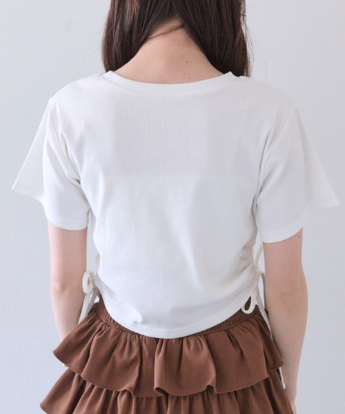 OLIVE des OLIVE（オリーブデオリーブ）の「キラキラドロストTシャツ（Tシャツ/カットソー・レディース・オフホワイト/サックスブルー/ピンク/ネイビー・FREE）」の16枚目の写真