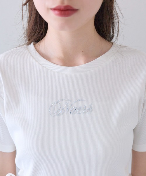 OLIVE des OLIVE（オリーブデオリーブ）の「キラキラドロストTシャツ（Tシャツ/カットソー・レディース・オフホワイト/サックスブルー/ピンク/ネイビー・FREE）」の17枚目の写真