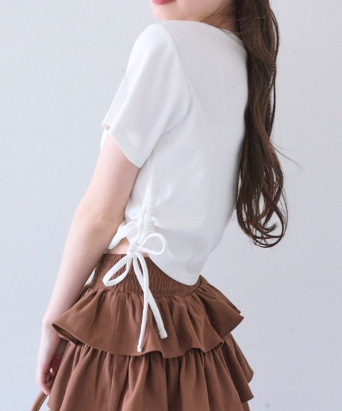 OLIVE des OLIVE（オリーブデオリーブ）の「キラキラドロストTシャツ（Tシャツ/カットソー・レディース・オフホワイト/サックスブルー/ピンク/ネイビー・FREE）」の7枚目の写真