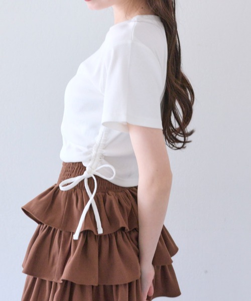 OLIVE des OLIVE（オリーブデオリーブ）の「キラキラドロストTシャツ（Tシャツ/カットソー・レディース・オフホワイト/サックスブルー/ピンク/ネイビー・FREE）」の8枚目の写真