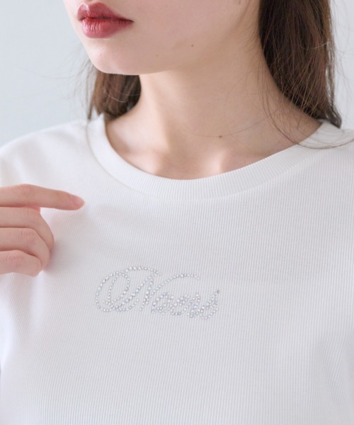 OLIVE des OLIVE（オリーブデオリーブ）の「キラキラドロストTシャツ（Tシャツ/カットソー・レディース・オフホワイト/サックスブルー/ピンク/ネイビー・FREE）」の13枚目の写真
