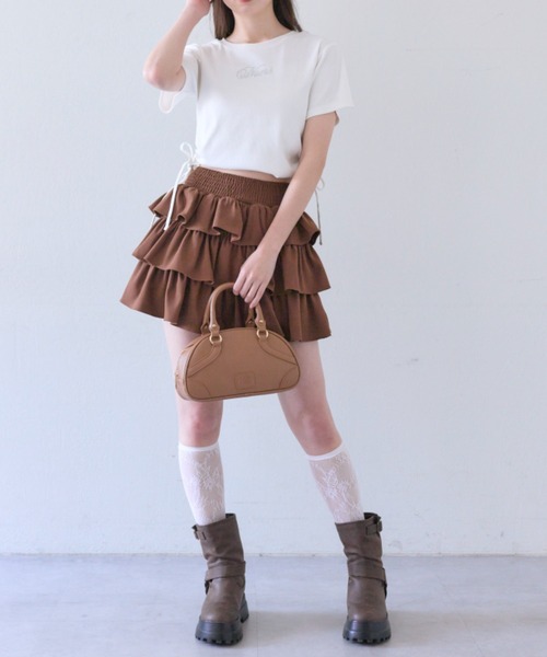 OLIVE des OLIVE（オリーブデオリーブ）の「キラキラドロストTシャツ（Tシャツ/カットソー・レディース・オフホワイト/サックスブルー/ピンク/ネイビー・FREE）」の9枚目の写真