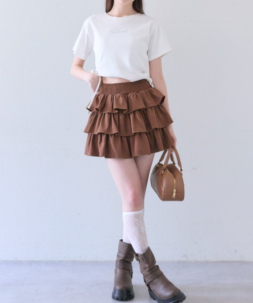 OLIVE des OLIVE（オリーブデオリーブ）の「キラキラドロストTシャツ（Tシャツ/カットソー・レディース・オフホワイト/サックスブルー/ピンク/ネイビー・FREE）」の10枚目の写真