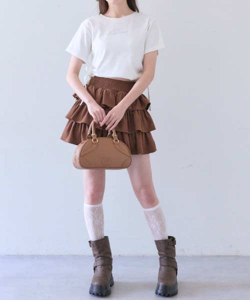 OLIVE des OLIVE（オリーブデオリーブ）の「キラキラドロストTシャツ（Tシャツ/カットソー・レディース・オフホワイト/サックスブルー/ピンク/ネイビー・FREE）」の12枚目の写真