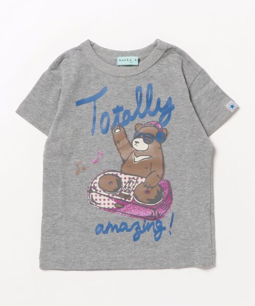 HAKKA KIDS（ハッカキッズ）の「DJベアープリントTシャツ（Tシャツ/カットソー・キッズ・ブルー/杢グレー・100cm/110cm/120cm/130cm）」の2枚目の写真