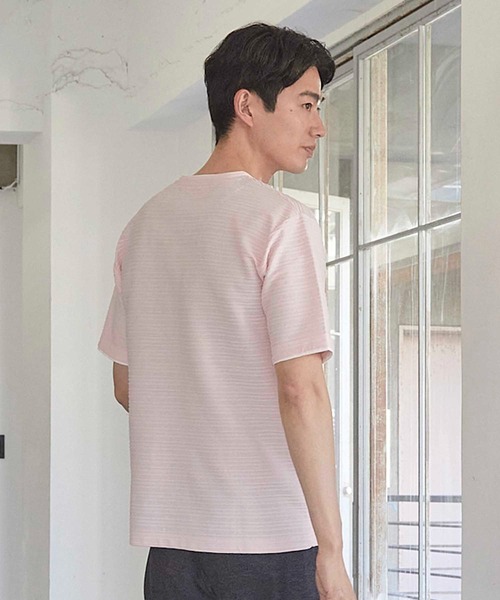 UNION STATION（ユニオンステーション）の「タックジャガードVネックTシャツ（Tシャツ/カットソー・メンズ・ピンク/ホワイト/ライトブルー/ブラック系その他・L/M/S/LL）」の21枚目の写真