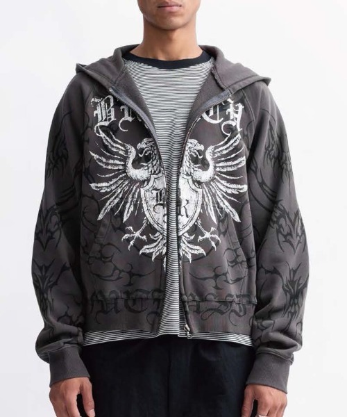 BREATH / ブレス】TWIN HEAD LOGO ZIP UP HOODIE / ブラック [BR2