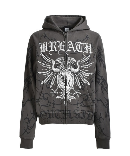 BREATH / ブレス】TWIN HEAD LOGO ZIP UP HOODIE / ブラック [BR2