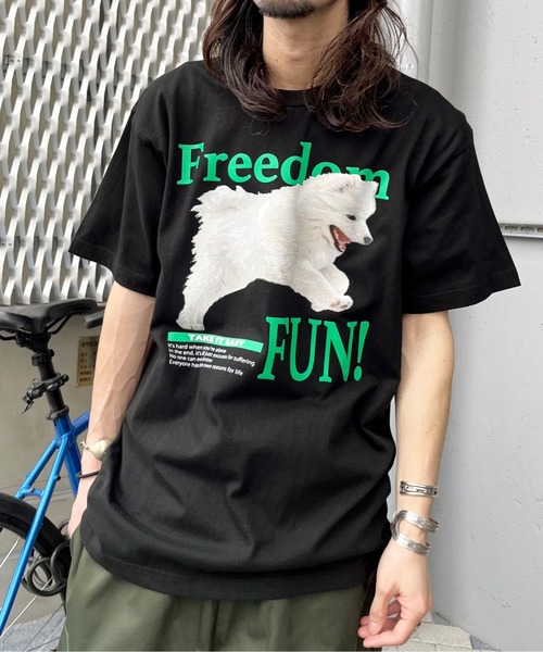 spiritoso(スピリトーゾ)の「【spiritoso】FREEDOM FUN シートプリントTシャツ(Tシャツ/カットソー・レディース・オートミール/ブラック/ホワイト・LARGE/MEDIUM)」の1枚目の写真