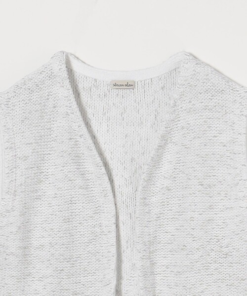 【美品】STEVEN ALAN ベスト サイドリボン ナチュラル オフホワイト Steven Alan＞コットン アサ クルーネック ベスト
