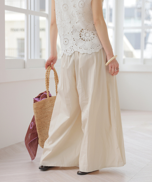 JOURNAL STANDARD relume（ジャーナルスタンダード　レリューム）の「【MULTI FUNC+】UVカット / 接触冷感 / ギャザーワイドパンツ（その他パンツ・レディース・ネイビー/カーキ/アイボリー・FREE）」の6枚目の写真