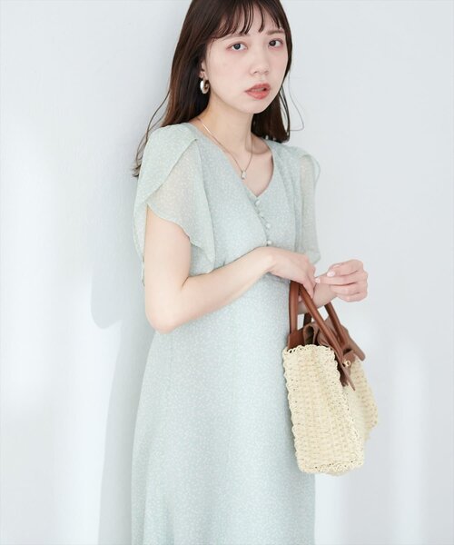 natural couture(ナチュラルクチュール)の「チューリップスリーブワンピース(ワンピース・レディース・サックスブルー/オフホワイト/ミント/ブラック/パープル・FREE)」の20枚目の写真