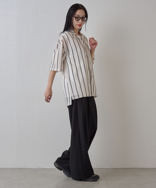 COLONY 2139（コロニートゥーワンスリーナイン）の「ニット透かし編み半袖シャツ（シャツ/ブラウス・メンズ・ホワイト/アイボリー/ブラック・MEDIUM/LARGE）」の18枚目の写真