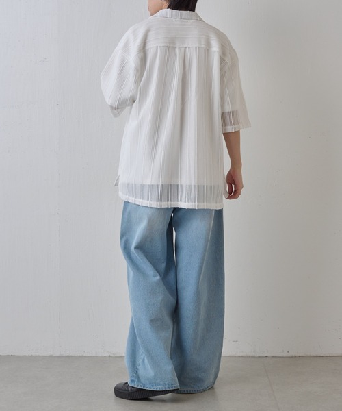 COLONY 2139（コロニートゥーワンスリーナイン）の「ニット透かし編み半袖シャツ（シャツ/ブラウス・メンズ・ホワイト/アイボリー/ブラック・MEDIUM/LARGE）」の15枚目の写真