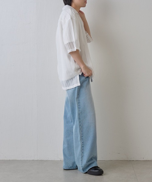 COLONY 2139（コロニートゥーワンスリーナイン）の「ニット透かし編み半袖シャツ（シャツ/ブラウス・メンズ・ホワイト/アイボリー/ブラック・MEDIUM/LARGE）」の14枚目の写真