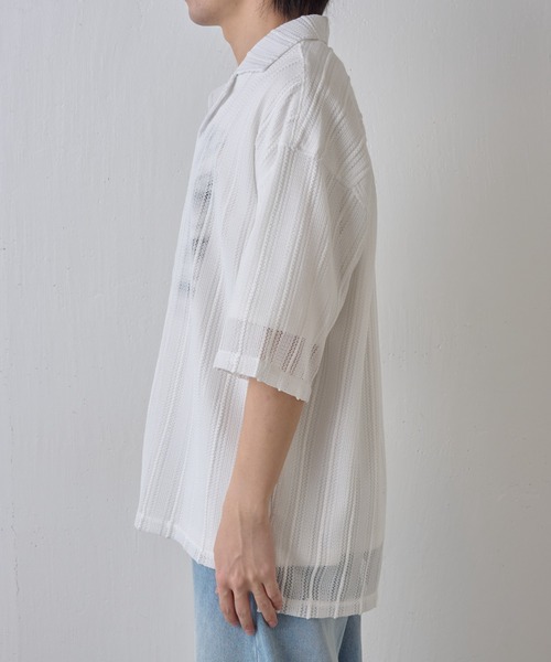 COLONY 2139（コロニートゥーワンスリーナイン）の「ニット透かし編み半袖シャツ（シャツ/ブラウス・メンズ・ホワイト/アイボリー/ブラック・MEDIUM/LARGE）」の8枚目の写真