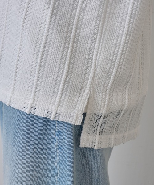 COLONY 2139（コロニートゥーワンスリーナイン）の「ニット透かし編み半袖シャツ（シャツ/ブラウス・メンズ・ホワイト/アイボリー/ブラック・MEDIUM/LARGE）」の4枚目の写真