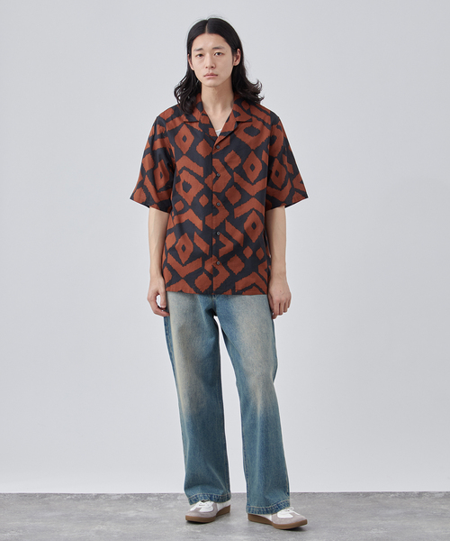 B.C STOCK(ベーセーストック)の「WALL PAPER ハーフスリーブシャツ(シャツ/ブラウス・メンズ・ブラック/ブラック系その他/ネイビー・MEDIUM/LARGE)」の4枚目の写真