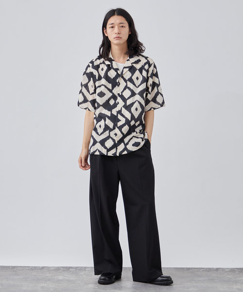 B.C STOCK(ベーセーストック)の「WALL PAPER ハーフスリーブシャツ(シャツ/ブラウス・メンズ・ブラック/ブラック系その他/ネイビー・MEDIUM/LARGE)」の8枚目の写真