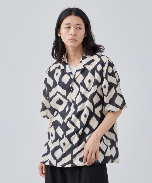 B.C STOCK(ベーセーストック)の「WALL PAPER ハーフスリーブシャツ(シャツ/ブラウス・メンズ・ブラック/ブラック系その他/ネイビー・MEDIUM/LARGE)」の9枚目の写真