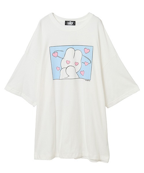 Candy Stripper(キャンディストリッパー)の「【nsn】siroiusagichan BIG BIG Tシャツ(Tシャツ/カットソー・レディース・オフホワイト/ライトブルー/ブラック/ピンク・FREE)」の2枚目の写真