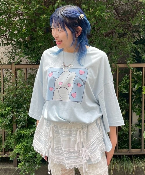 tシャツ 「nsn」siroiusagichan  BIG BIG Tシャツ レディース メンズ nsn】siroiusagichan ♡ BIG BIG TEE | Candy Stripper