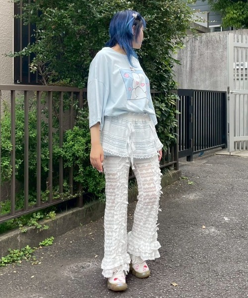 Candy Stripper(キャンディストリッパー)の「【nsn】siroiusagichan BIG BIG Tシャツ(Tシャツ/カットソー・レディース・オフホワイト/ライトブルー/ブラック/ピンク・FREE)」の17枚目の写真