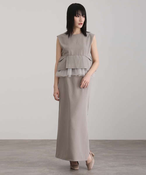 新品未使用 ペプラムセットアップドレス M アンドレスト グレー M peplum setup dress / ペプラムセットアップドレス（パンツ
