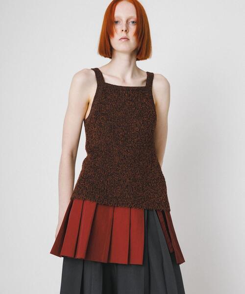 LAATO（ラート）の「mosa knit camisole（キャミソール・レディース・ブラウン/グリーン・FREE）」の3枚目の写真