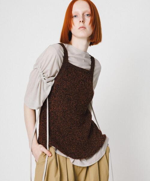 LAATO（ラート）の「mosa knit camisole（キャミソール・レディース・ブラウン/グリーン・FREE）」の6枚目の写真