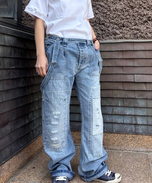 OLD BETTY'S（オールドベティーズ）の「オールドベティーズ【OLD BETTY’S】Denim Damage Bib Overall（デニムパンツ・レディース・インディゴブルー・FREE）」の3枚目の写真
