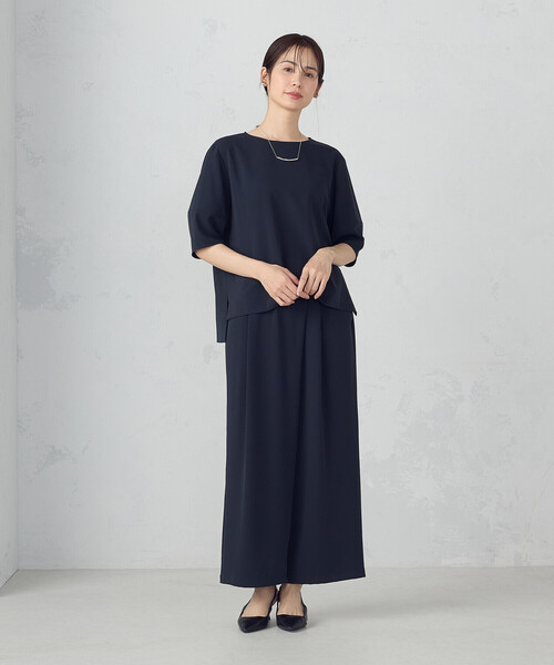COMME CA ISM（コムサイズム）の「【UVカット・吸水速乾・接触冷感】kireri ラップ風ワイドパンツ / セットアップ対応（その他パンツ・レディース・ネイビー/モカ・MEDIUM/LARGE）」の3枚目の写真