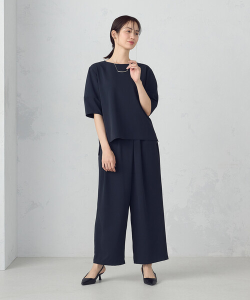 COMME CA ISM（コムサイズム）の「【UVカット・吸水速乾・接触冷感】kireri ラップ風ワイドパンツ / セットアップ対応（その他パンツ・レディース・ネイビー/モカ・MEDIUM/LARGE）」の4枚目の写真