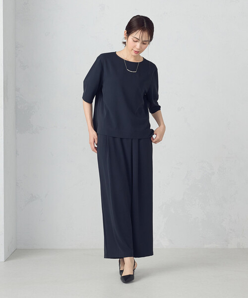COMME CA ISM（コムサイズム）の「【UVカット・吸水速乾・接触冷感】kireri ラップ風ワイドパンツ / セットアップ対応（その他パンツ・レディース・ネイビー/モカ・MEDIUM/LARGE）」の5枚目の写真
