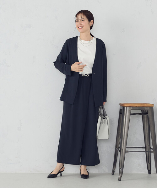 COMME CA ISM（コムサイズム）の「【UVカット・吸水速乾・接触冷感】kireri ラップ風ワイドパンツ / セットアップ対応（その他パンツ・レディース・ネイビー/モカ・MEDIUM/LARGE）」の9枚目の写真