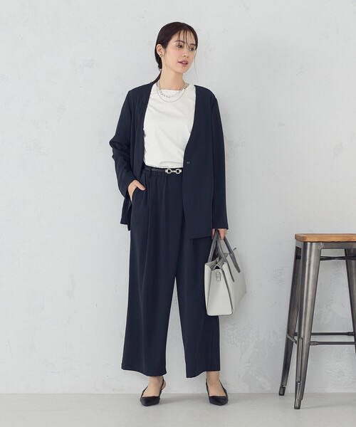 COMME CA ISM（コムサイズム）の「【UVカット・吸水速乾・接触冷感】kireri ラップ風ワイドパンツ / セットアップ対応（その他パンツ・レディース・ネイビー/モカ・MEDIUM/LARGE）」の10枚目の写真