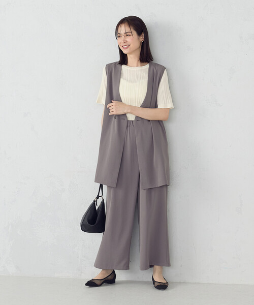 COMME CA ISM（コムサイズム）の「【UVカット・吸水速乾・接触冷感】kireri ラップ風ワイドパンツ / セットアップ対応（その他パンツ・レディース・ネイビー/モカ・MEDIUM/LARGE）」の14枚目の写真