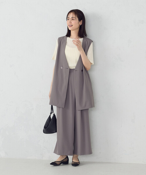 COMME CA ISM（コムサイズム）の「【UVカット・吸水速乾・接触冷感】kireri ラップ風ワイドパンツ / セットアップ対応（その他パンツ・レディース・ネイビー/モカ・MEDIUM/LARGE）」の15枚目の写真