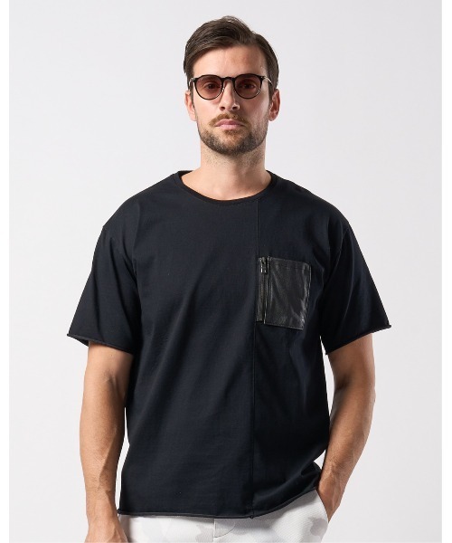 wjk(ダヴルジェイケイ)の「【LEON×B'2nd×wjk】cool touch zip-eco leather pocket S/S(Tシャツ/カットソー・メンズ・ホワイト/ブラック・LARGE/MEDIUM/SMALL/X-LARGE)」の10枚目の写真