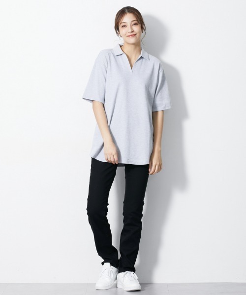 slattgir(スラットジール)の「高身長 吸汗速乾・UVカットポロチュニック (トールサイズ)(その他トップス・レディース・ブラック/オフホワイト/杢グレー・5L/M/L/LL/3L/4L)」の13枚目の写真