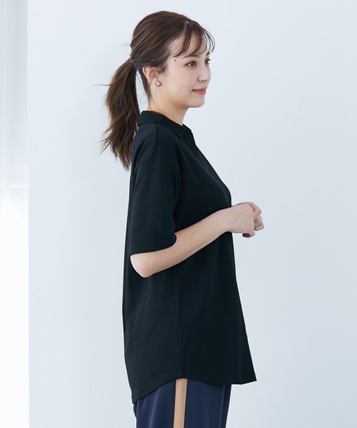 slattgir(スラットジール)の「高身長 吸汗速乾・UVカットポロチュニック (トールサイズ)(その他トップス・レディース・ブラック/オフホワイト/杢グレー・5L/M/L/LL/3L/4L)」の9枚目の写真