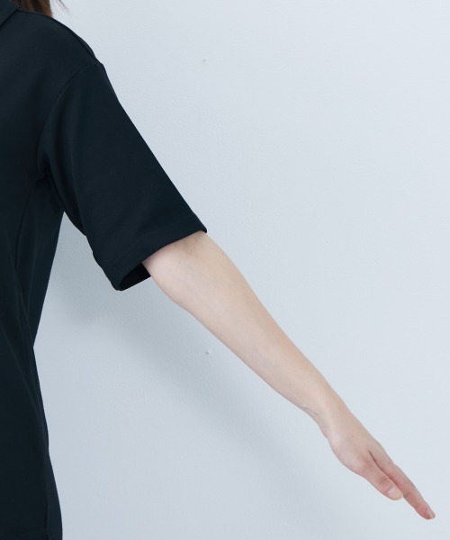 slattgir(スラットジール)の「高身長 吸汗速乾・UVカットポロチュニック (トールサイズ)(その他トップス・レディース・ブラック/オフホワイト/杢グレー・5L/M/L/LL/3L/4L)」の4枚目の写真