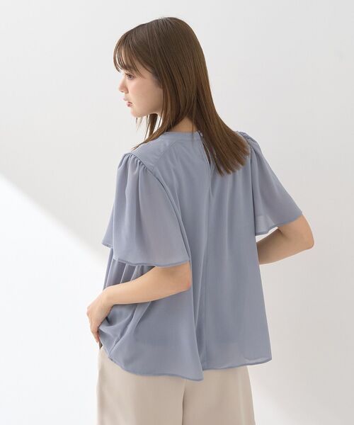 earth music&ecology(アースミュージックアンドエコロジー)の「マジョリカプリーツ半袖ブラウス(シャツ/ブラウス・レディース・アイボリー/ブラック/サックスブルー/ピンクベージュ/ブルー系その他3・FREE)」の20枚目の写真