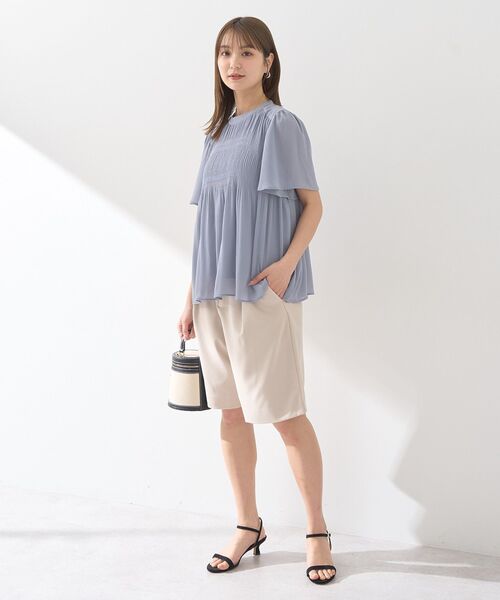 earth music&ecology(アースミュージックアンドエコロジー)の「マジョリカプリーツ半袖ブラウス(シャツ/ブラウス・レディース・アイボリー/ブラック/サックスブルー/ピンクベージュ/ブルー系その他3・FREE)」の21枚目の写真