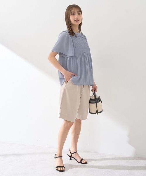 earth music&ecology(アースミュージックアンドエコロジー)の「マジョリカプリーツ半袖ブラウス(シャツ/ブラウス・レディース・アイボリー/ブラック/サックスブルー/ピンクベージュ/ブルー系その他3・FREE)」の22枚目の写真