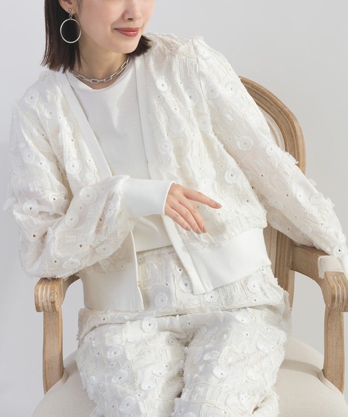 PICCIN（ピッチン）の「【セットアップ可能】後ろギャザーレースカーディガン（カーディガン/ボレロ・レディース・ブラック/オフホワイト・M）」の3枚目の写真
