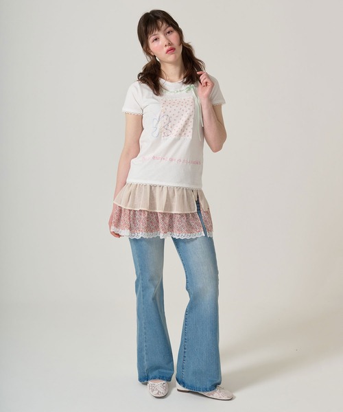 TINA：JOJUN（ティーナジョジュン）の「ガーリー 半袖コラージュTシャツ TINA：JOJUN（Tシャツ/カットソー・レディース・ホワイト/ベビーピンク・M）」の5枚目の写真